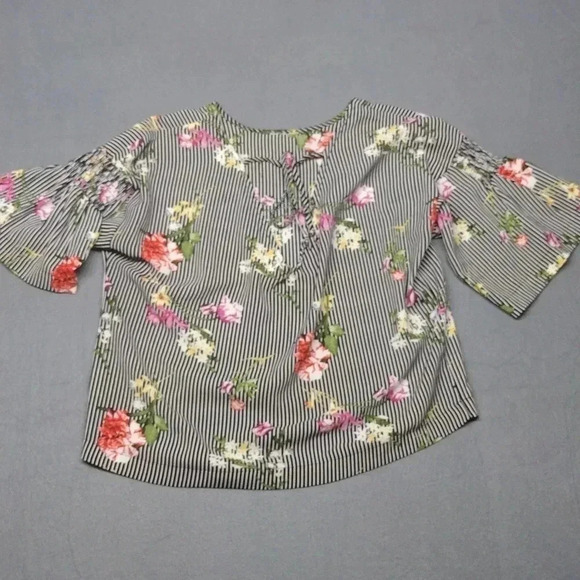 Twine & String Striped Floral Blouse Women’s Medium - Picture 6 of 11